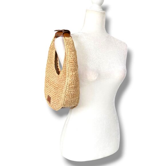 STAUD Moon Raffia Bag Natural Raffia Handbag Purse Standard Size Summer Resort - Picture 13 of 13